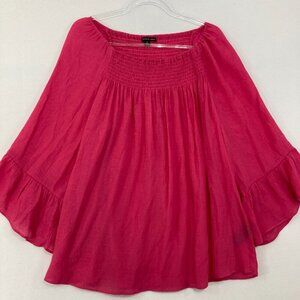 Zac & Rachel size‎ 2X Pink Smocked Detail Flare Ruffle Sleeve Blouse Feminine